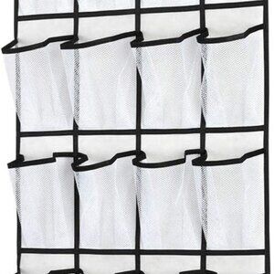 Over The Door Shoe Organizer, Hanging Shoe Organizer with 24 Mesh Large Pockets